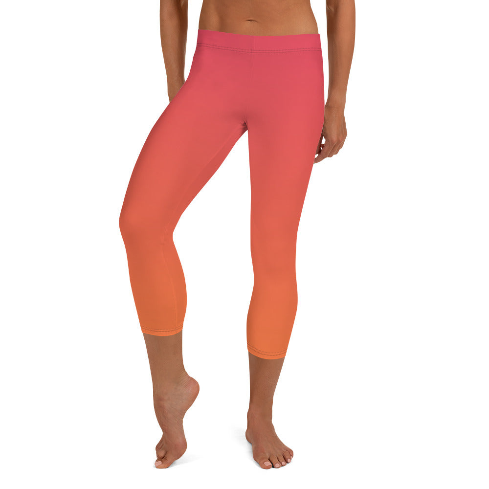 Melted Sunset Women's Capri Leggings - FLAKOUT