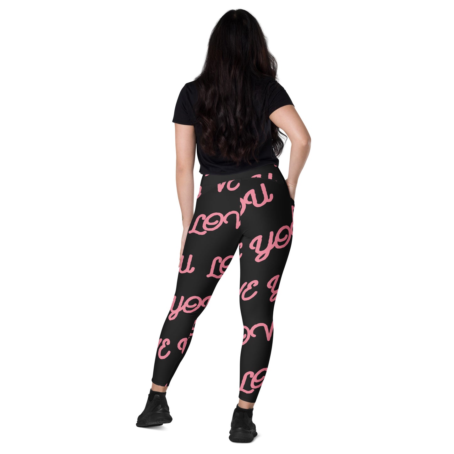 Love You Women's Recycled Crossover Leggings With Pockets - FLAKOUT