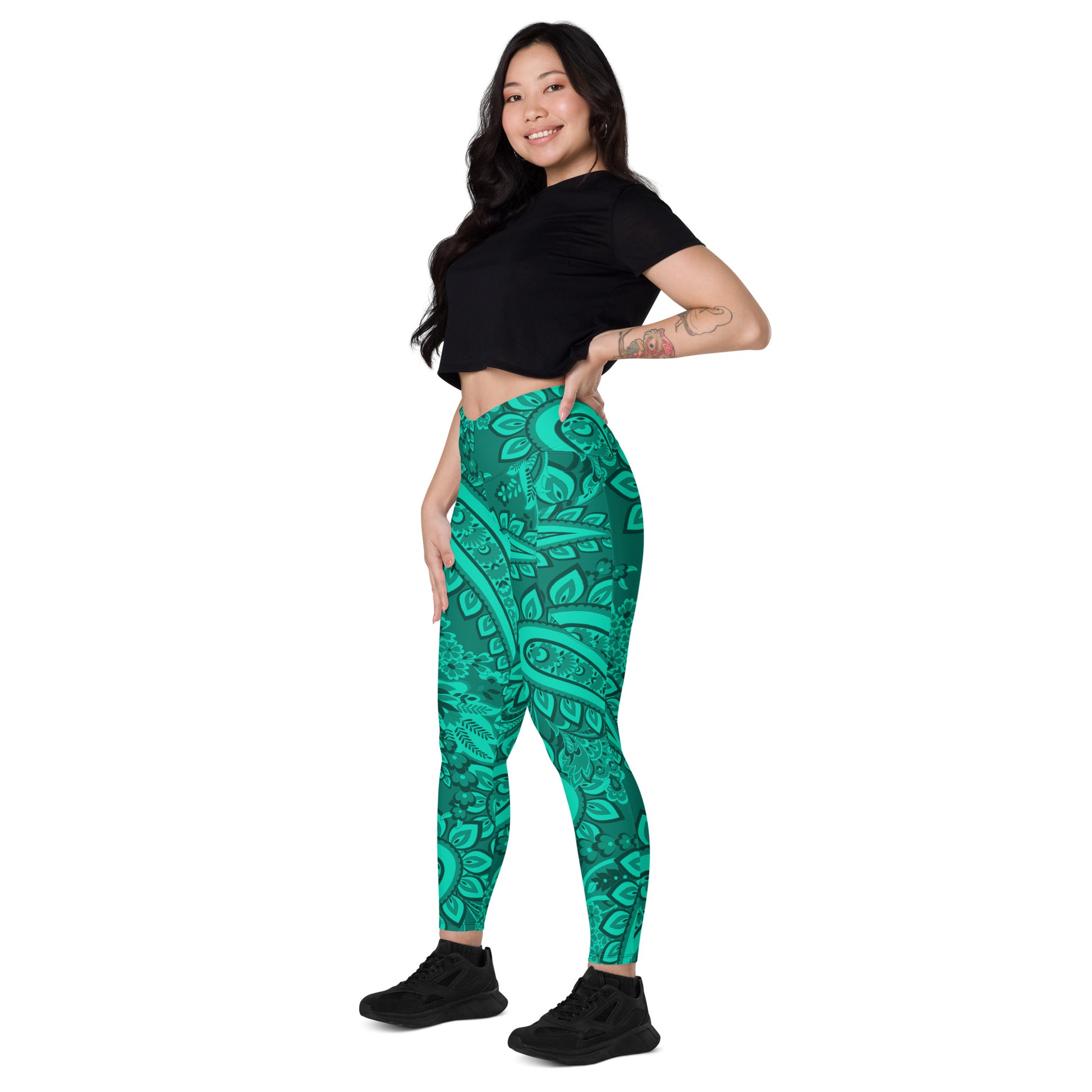 Infinite Quasar Women's Recycled Crossover Leggings With Pockets - FLAKOUT