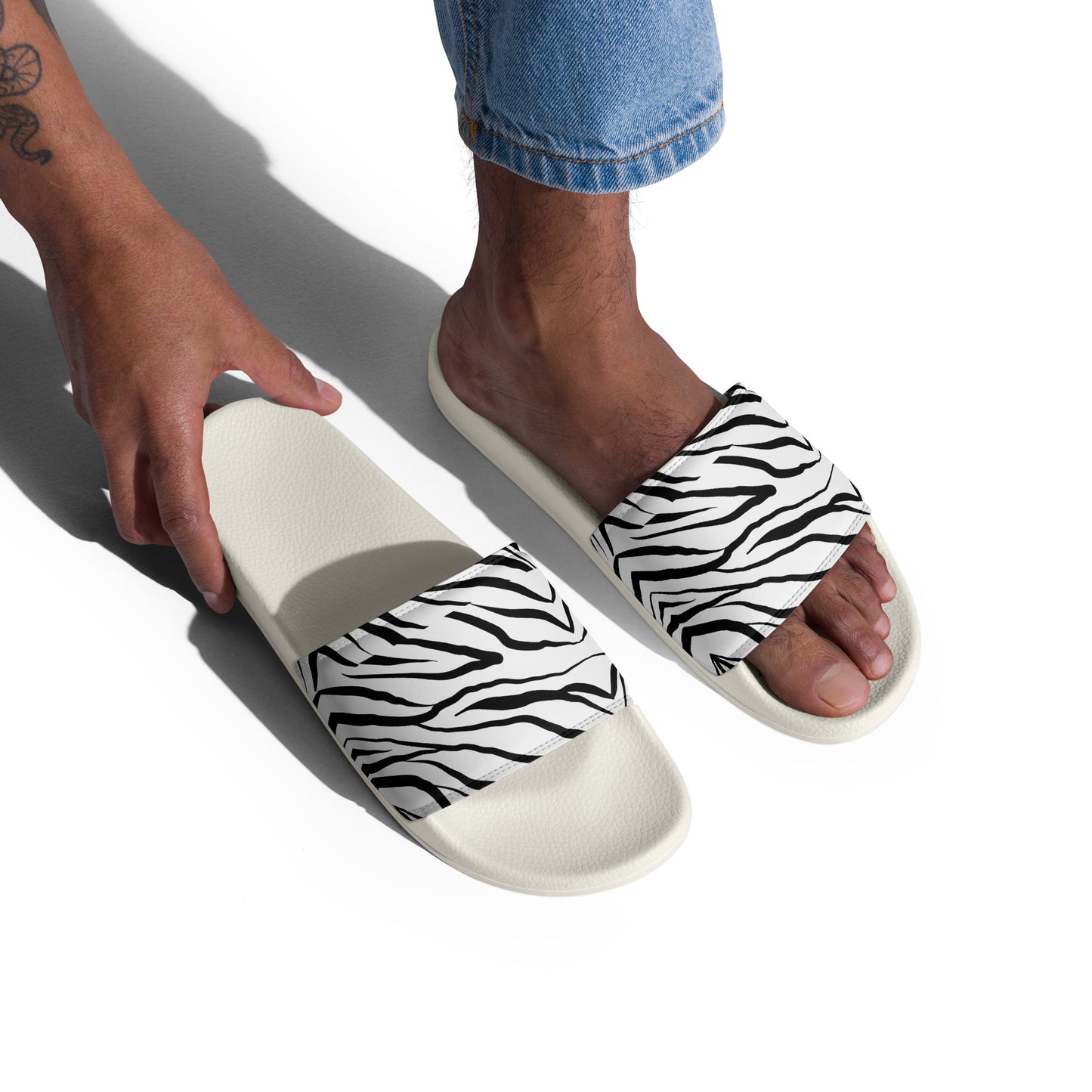 Striped Zebra Vibrance Men’s Slides - FLAKOUT