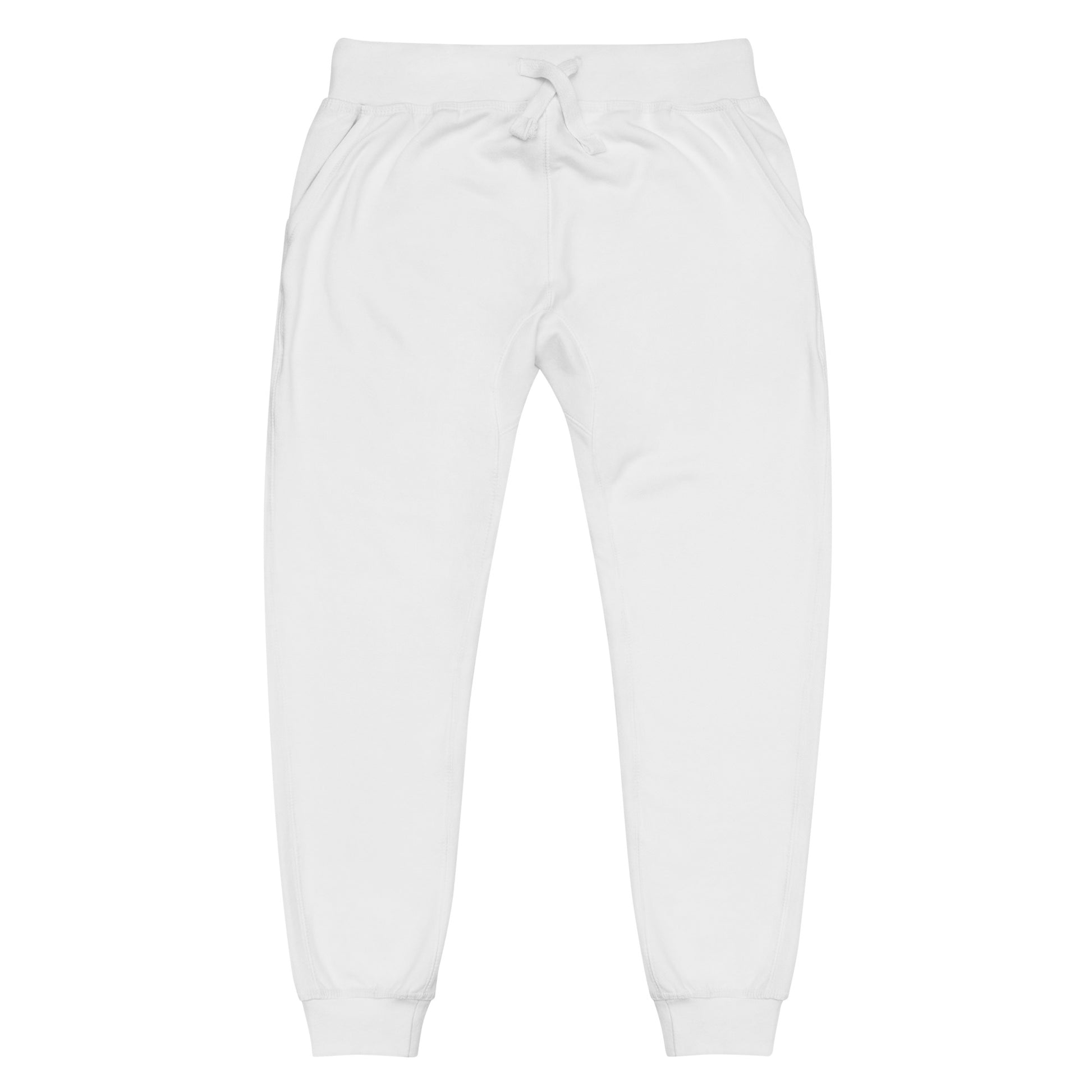 FLAKOUT Logo Back Leg Unisex Fleece Sweatpants - White - FLAKOUT