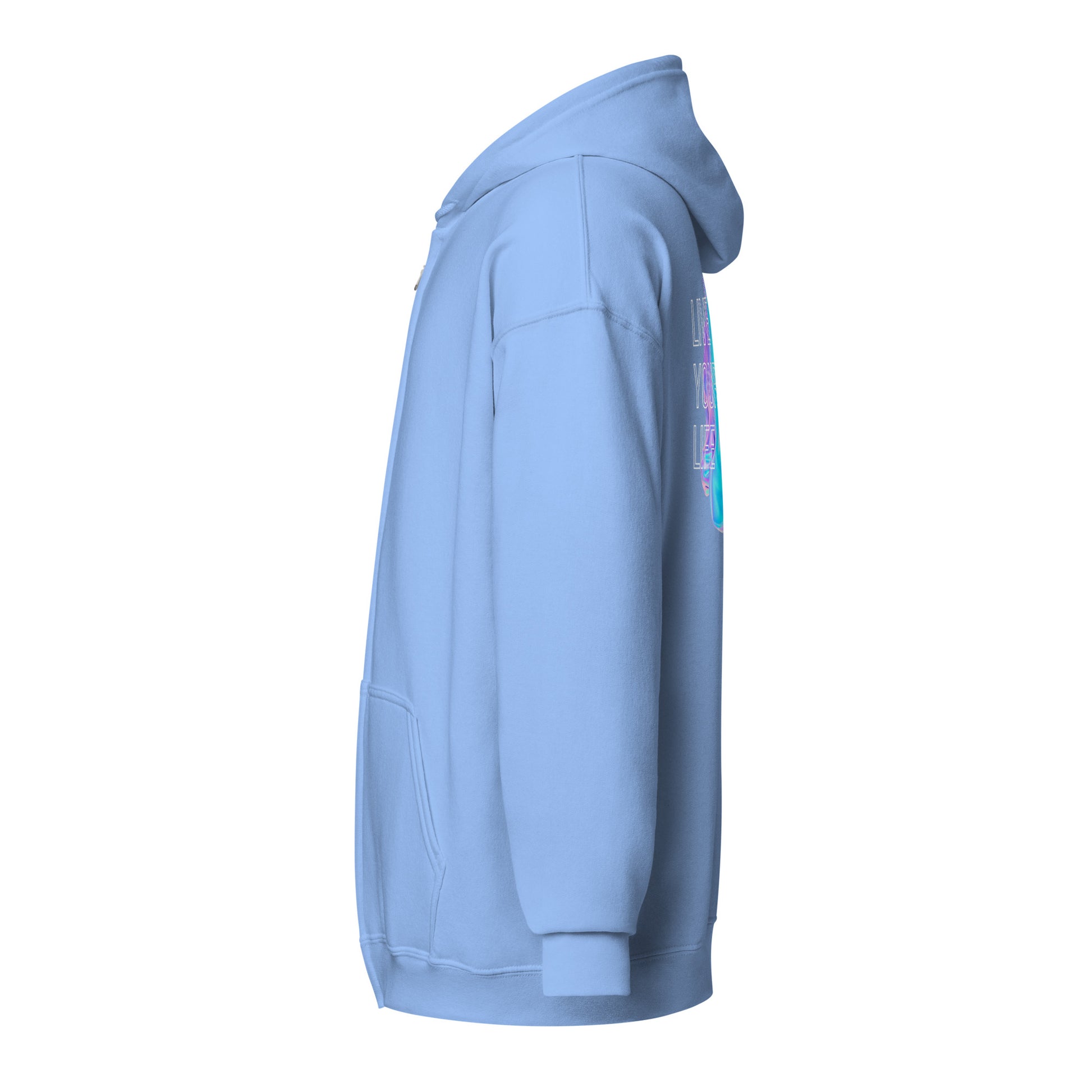 Vivid Existence Live Your Life Heavy Harmony Fusion Zip Hoodie - Carolina Blue - FLAKOUT