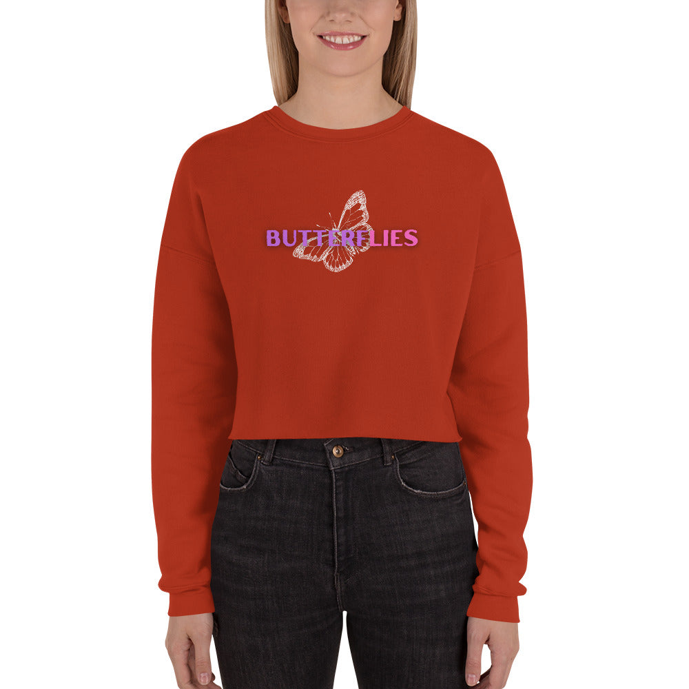 Whispers Of Wings Butterflies Women's Crop Sweatshirt - Brick - FLAKOUT