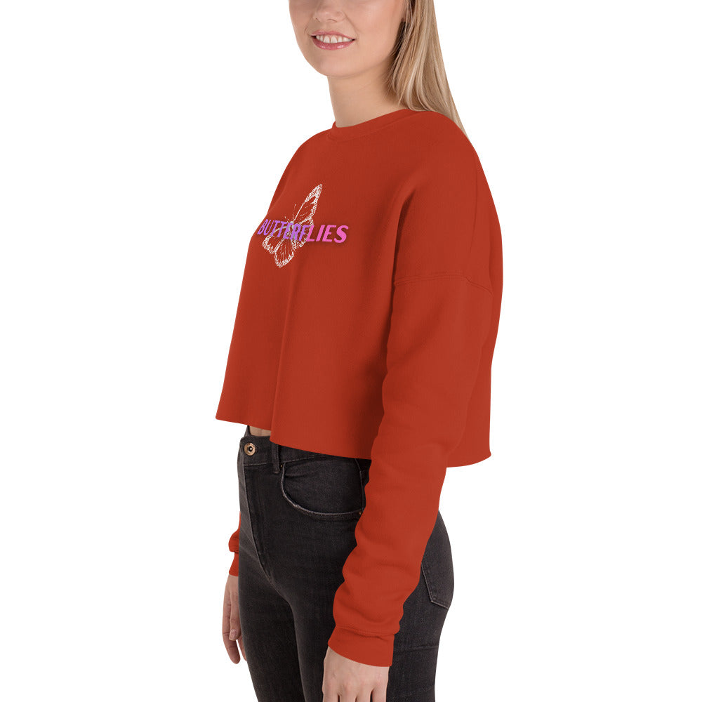 Whispers Of Wings Butterflies Women's Crop Sweatshirt - Brick - FLAKOUT