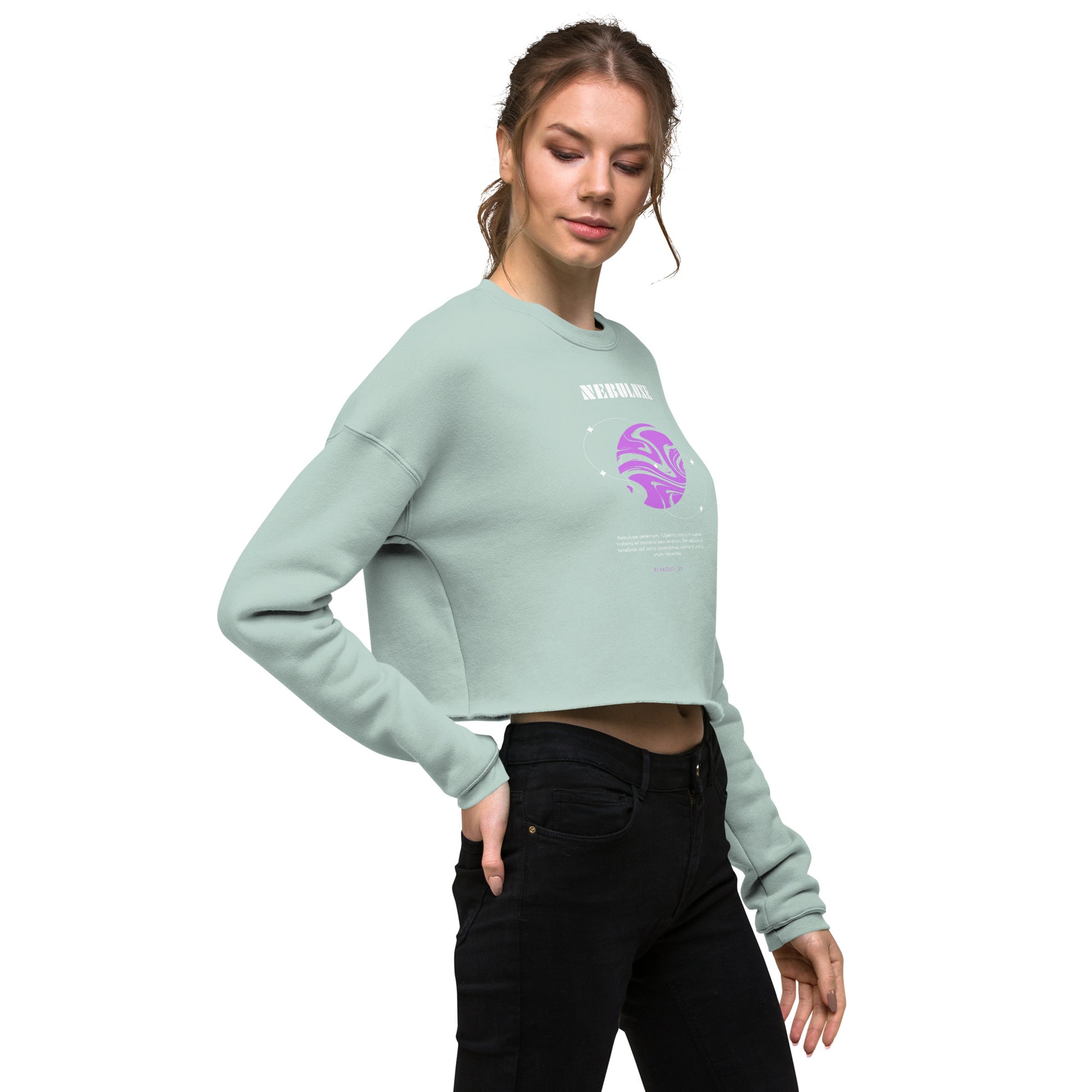 Nebuluxe Brilliance Women's Crop Sweatshirt - Dusty Blue - FLAKOUT