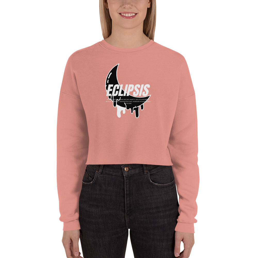 Lunar Eclipsis Women's Crop Sweatshirt - Mauve - FLAKOUT