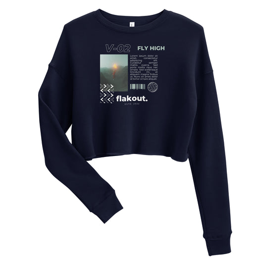 Fly High Voyager Women's Crop Sweatshirt - Navy - FLAKOUT